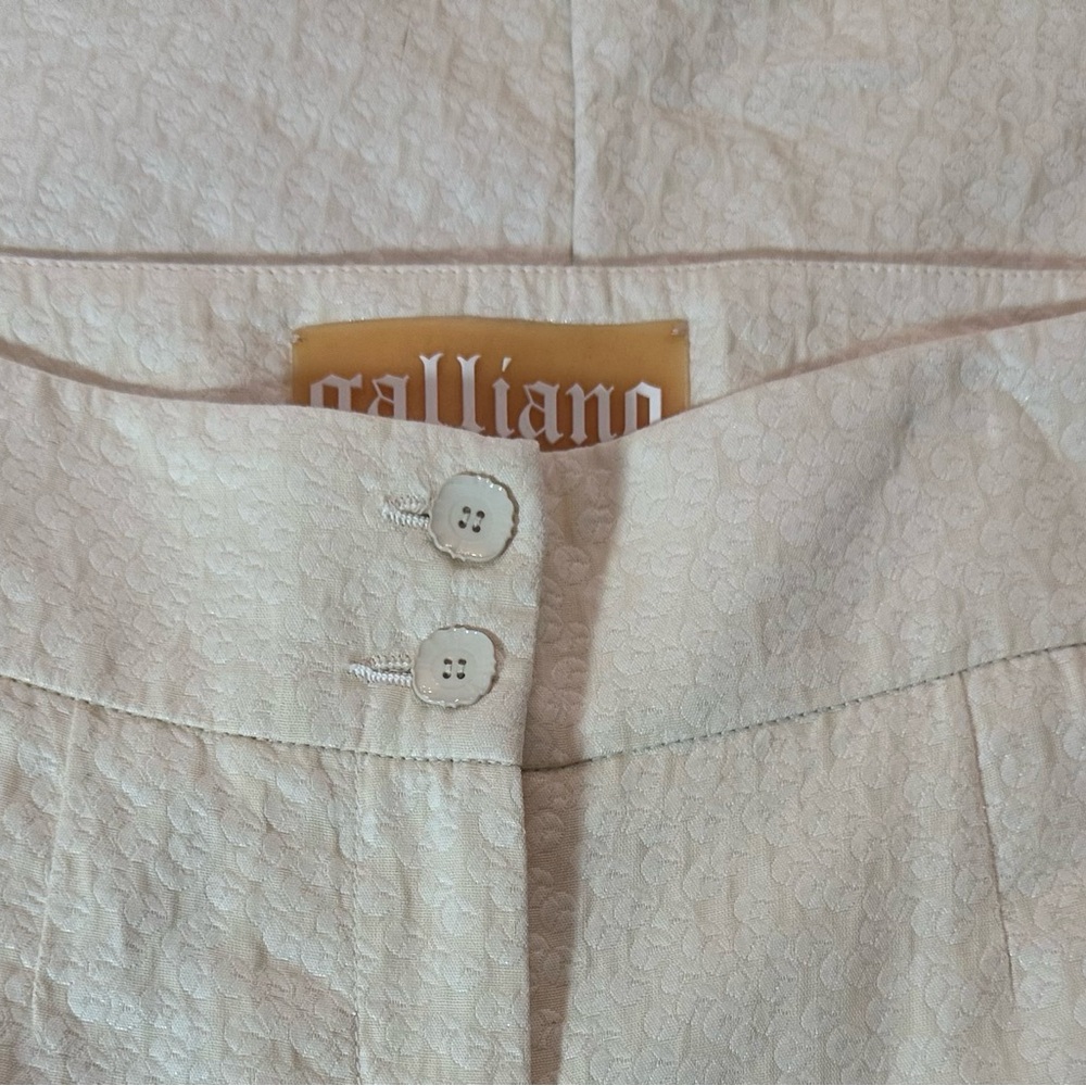 Rare Designer John Galliano Ladies Cream Textured Pants Size 26/40 US Size 4